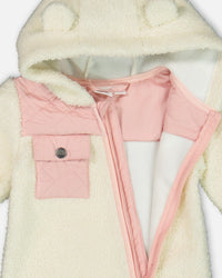 Baby One-Piece Sherpa Mid-Season Outerwear Off-White And Pale Pink - G30W67_106