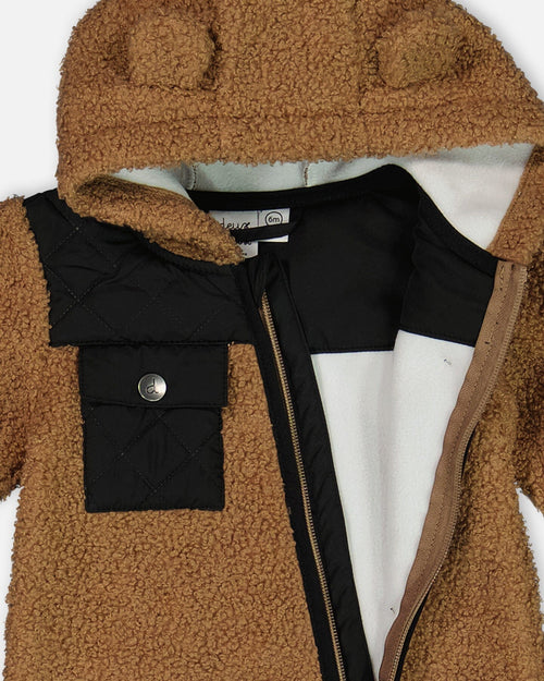 Baby One-Piece Sherpa Mid-Season Outerwear Tan And Black - G30W67_907