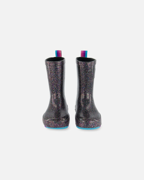 Rain Boots Glitter Black Outerwear Deux par Deux 