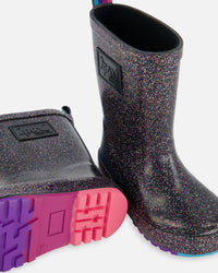 Rain Boots Glitter Black Outerwear Deux par Deux 