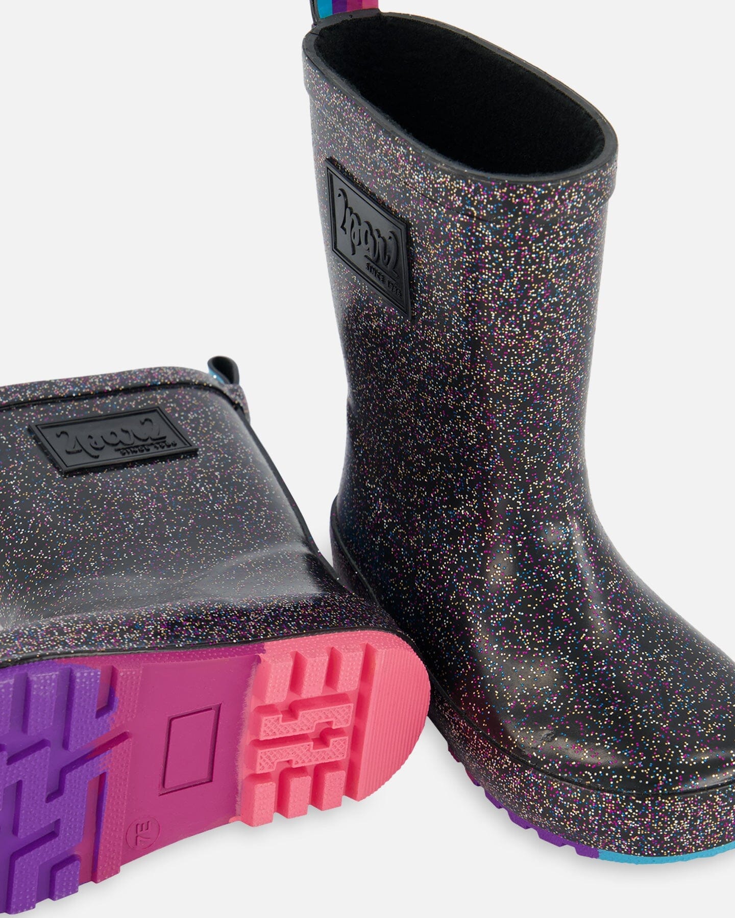 【COLOR iN ID】two belt rain boots Rain Boots Black With Glitter - Deux par Deux