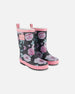 Printed Rain Boots Pink, Black, And Flowers - G30WB10_002