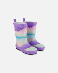 Printed Rain Boots Mauve And Blue, Pink Mountain - G30WB10_008