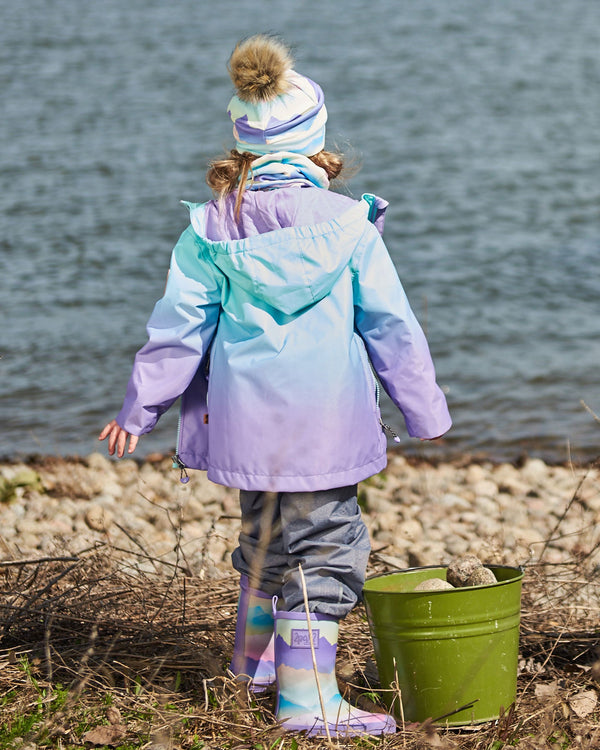 Printed Rain Boots Mauve And Blue, Pink Mountain - G30WB10_008