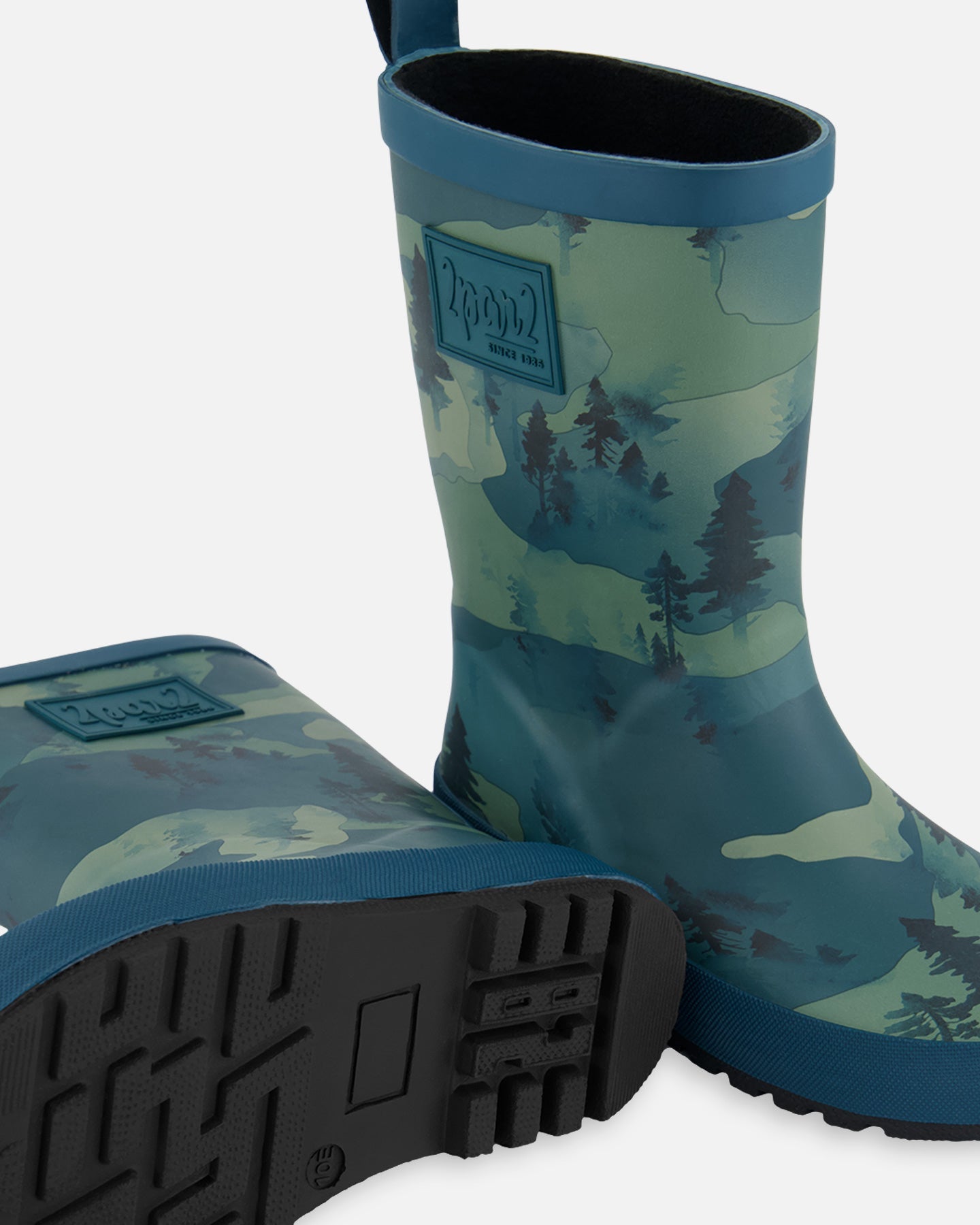 Printed Rain Boots Forest Green With Black Pines - G30WB10_020