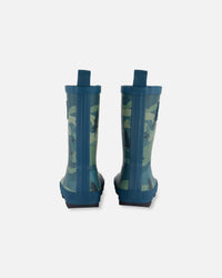 Printed Rain Boots Forest Green With Black Pines - G30WB10_020