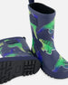 Printed Rain Boots Blue And Green Dino On Navy - G30WB10_022