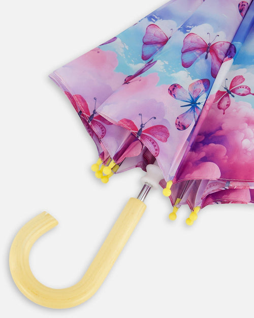 Printed Umbrella Butterflies On Multicolored Background - G30WPR_009