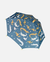 Blue Umbrella With Crocodiles That Change Color Upon Contact With Water