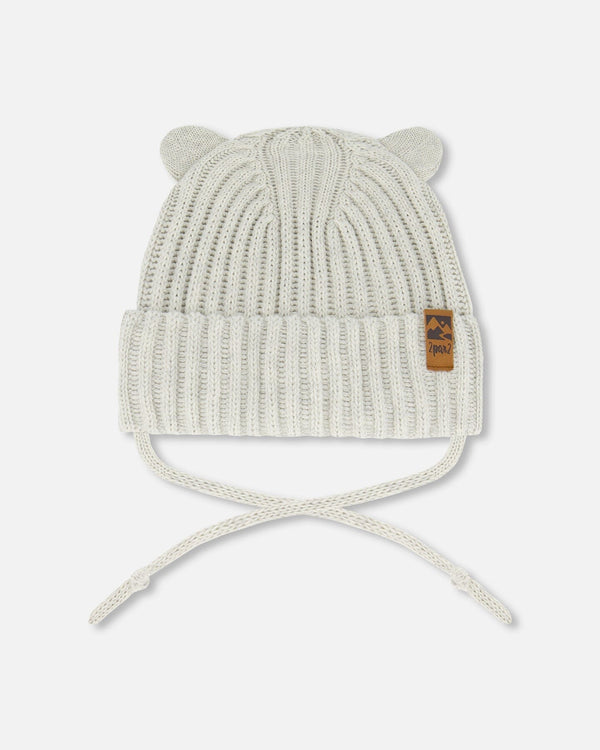 Baby Knit Hat With Strings Off-White - G30WT23_106