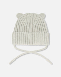 Baby Knit Hat With Strings Off-White - G30WT23_106