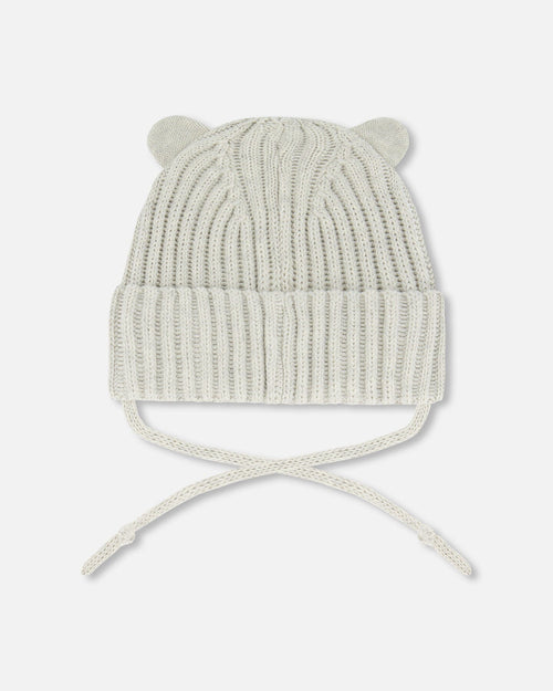 Baby Knit Hat With Strings Off-White - G30WT23_106