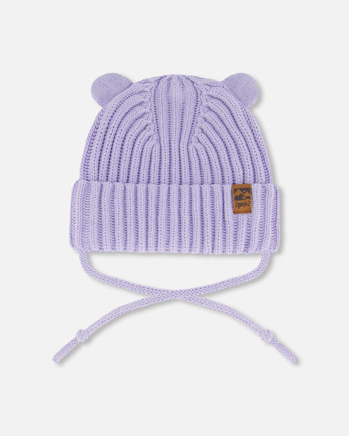 Baby Knit Hat With Strings Lilac - G30WT23_571