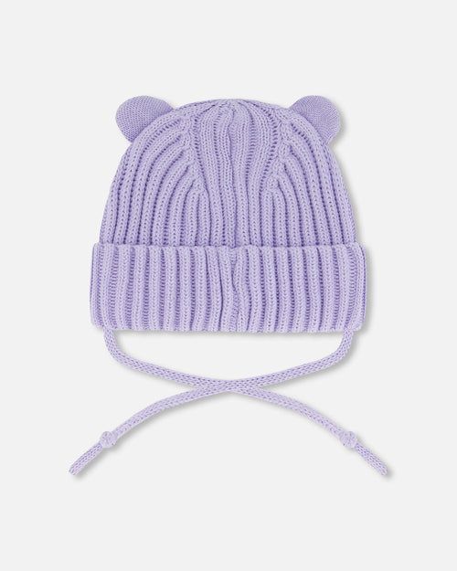 Baby Knit Hat With Strings Lilac - G30WT23_571