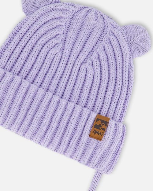 Baby Knit Hat With Strings Lilac - G30WT23_571