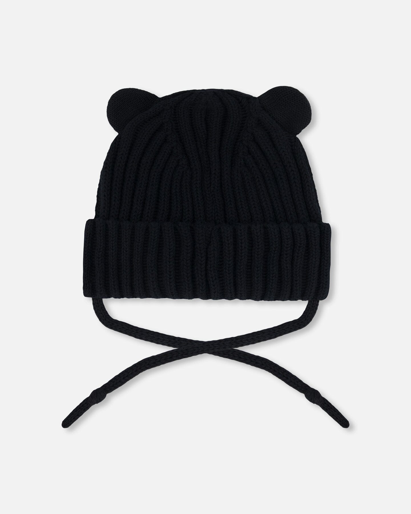 Baby Knit Hat With Strings Black - G30WT23_999