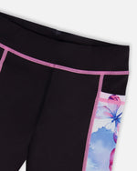 Colorblock Athletic Leggings Black And Multicolored Butterflies - G30XG60_999