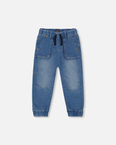 French Terry Denim Jogger Pant Denim Blue