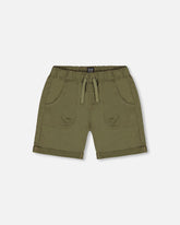 Stretch Twill Short Dark Olive Green