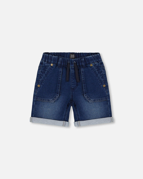 French Terry Denim Short Dark Denim Blue - G30YB28_123