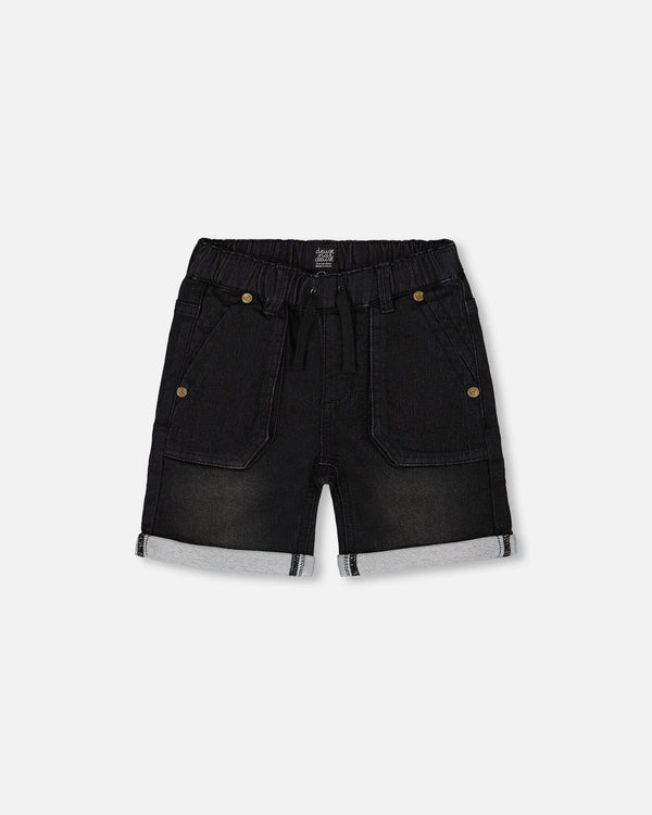 French Terry Denim Short Black Jeans - G30YB28_124