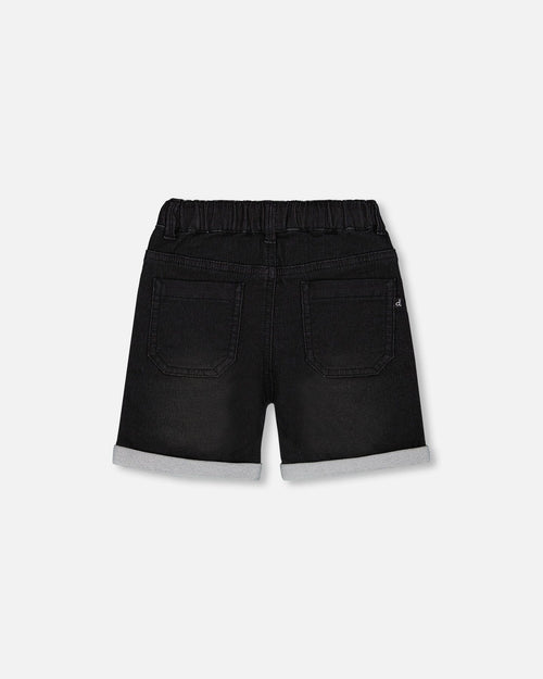 French Terry Denim Short Black Jeans - G30YB28_124