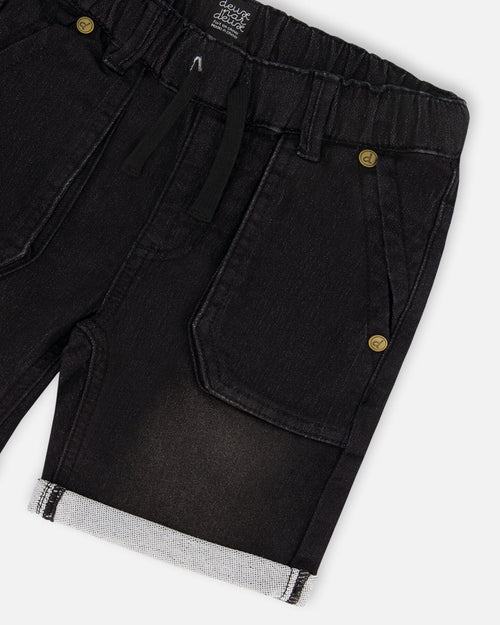 French Terry Denim Short Black Jeans - G30YB28_124