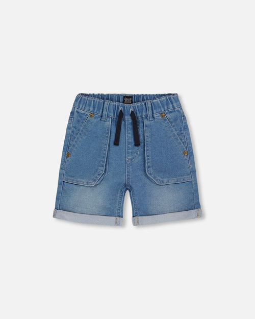 French Terry Denim Short Denim Blue - G30YB28_125