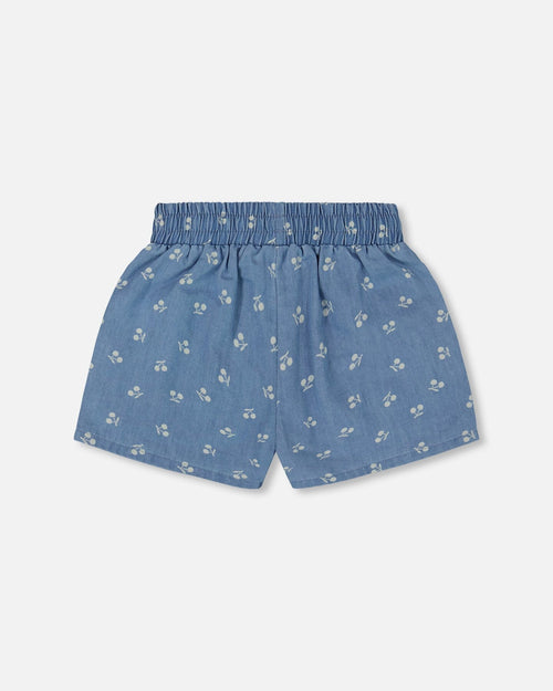 Printed Chambray Short Blue And White Cherries - G30YG27_052