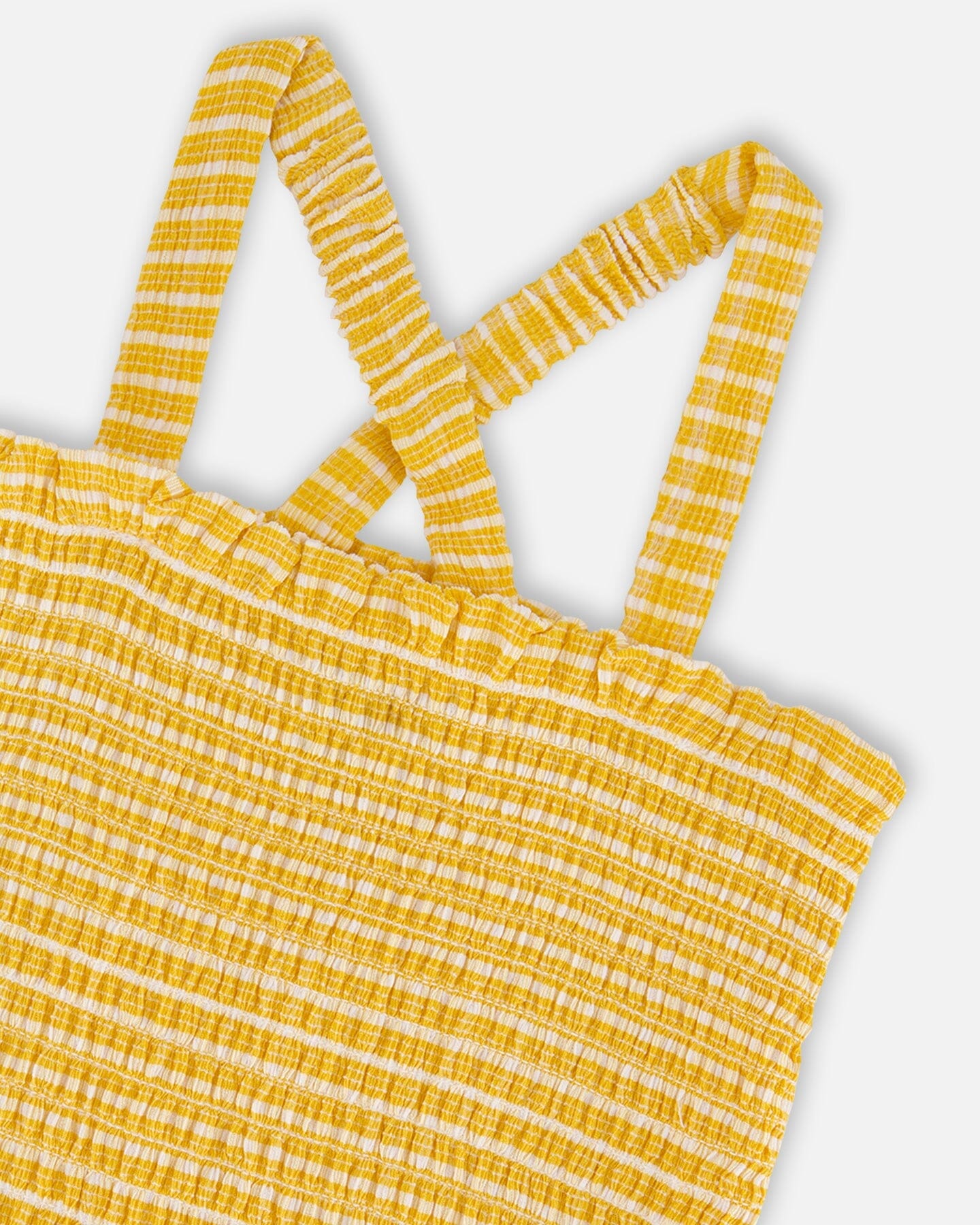 yellow smocked tank top