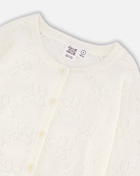 Pointelle Knit Cardigan Sweater White - G30YGT32_101