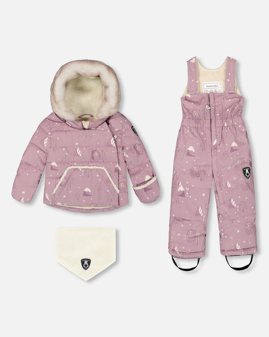 Two-Piece Baby Snug Snowsuit Purple Bear Print - H10A501_003