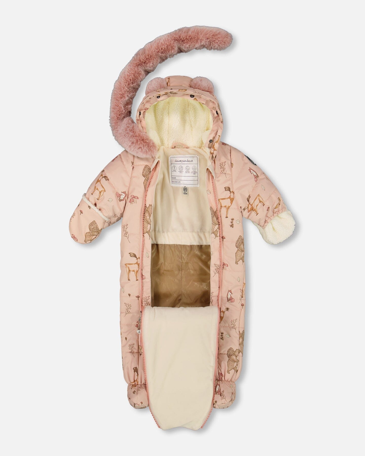 One-Piece Baby Layette Snowsuit Designed For Car Seat Pink Printed