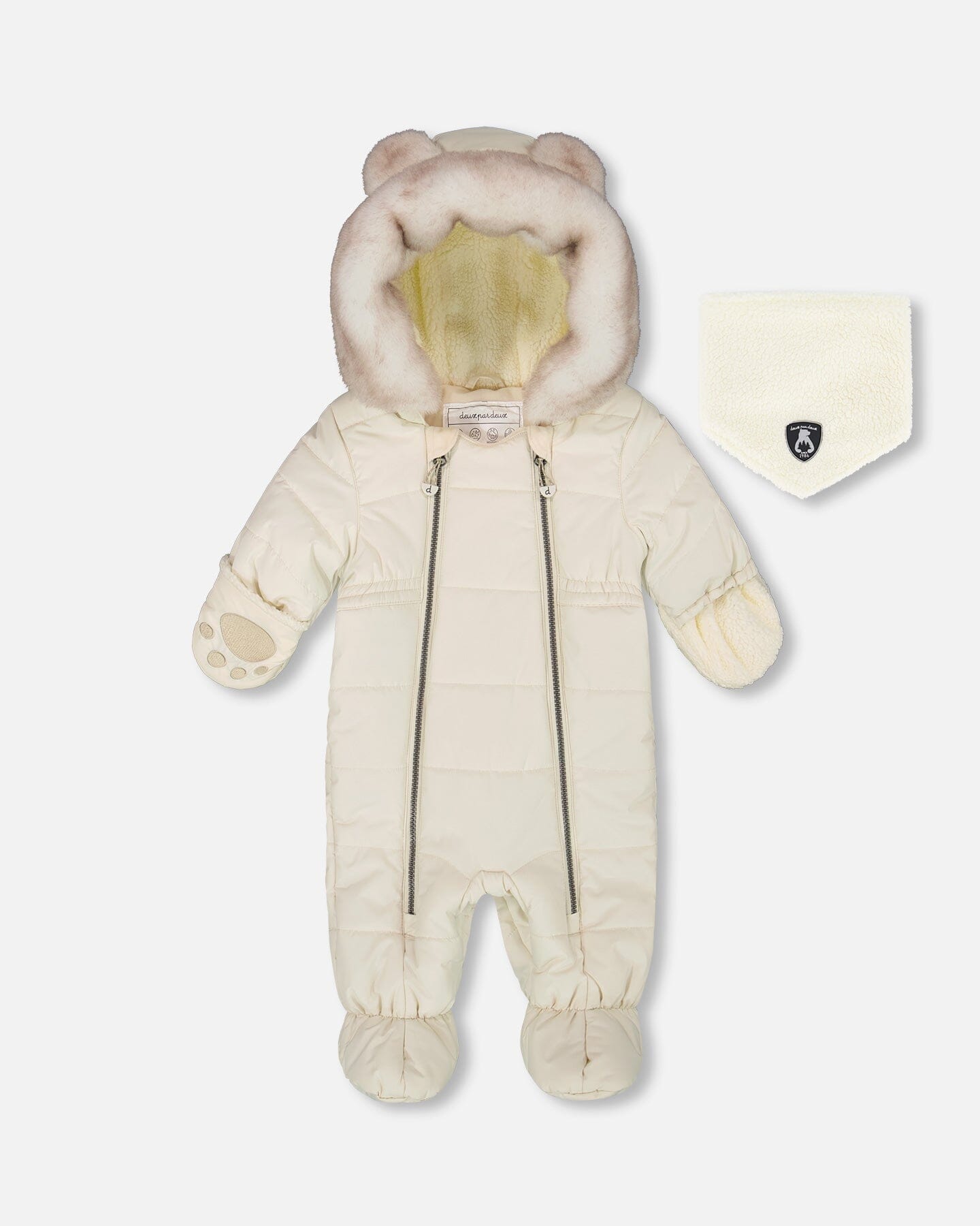One-Piece Baby Layette Snowsuit Designed For Car Seat White Asparagus - H10A602_165