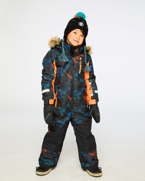 One-Piece Play Snowsuit Robot Dinosaur Print Snowsuits Deux par Deux 
