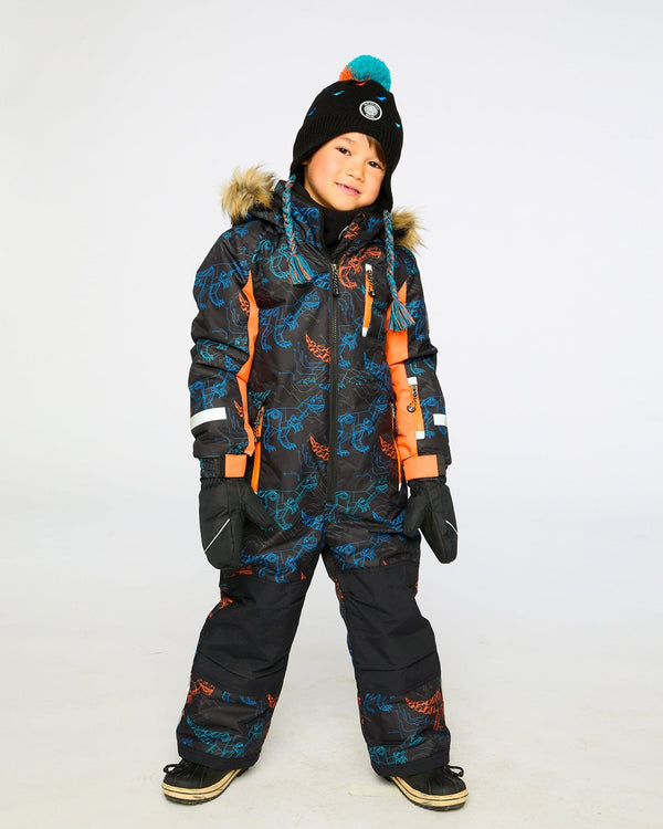 One-Piece Play Snowsuit Robot Dinosaur Print Snowsuits Deux par Deux 