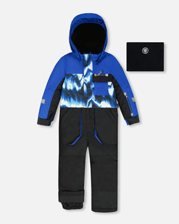 One-Piece Play Snowsuit With Print And Colorblocking Black - H10PB75_999