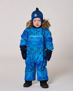 One-Piece Baby Play Snowsuit Designed For Car Seat Blue Gradient Dinosaur Print - H10PBB75_027