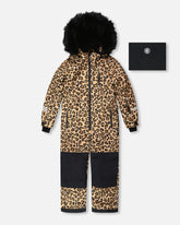 One-Piece Play Snowsuit Beige Leopard