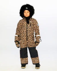 One-Piece Play Snowsuit Beige Leopard Snowsuits Deux par Deux 
