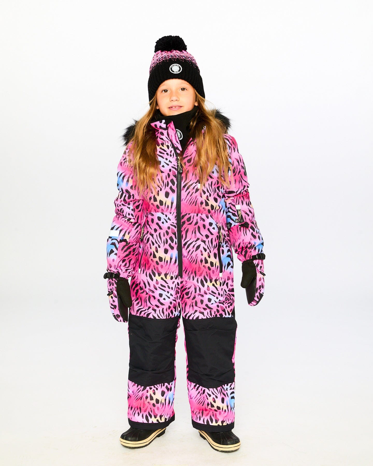 One-Piece Play Snowsuit Multicolor Leopard And Zebra Snowsuits Deux par Deux 