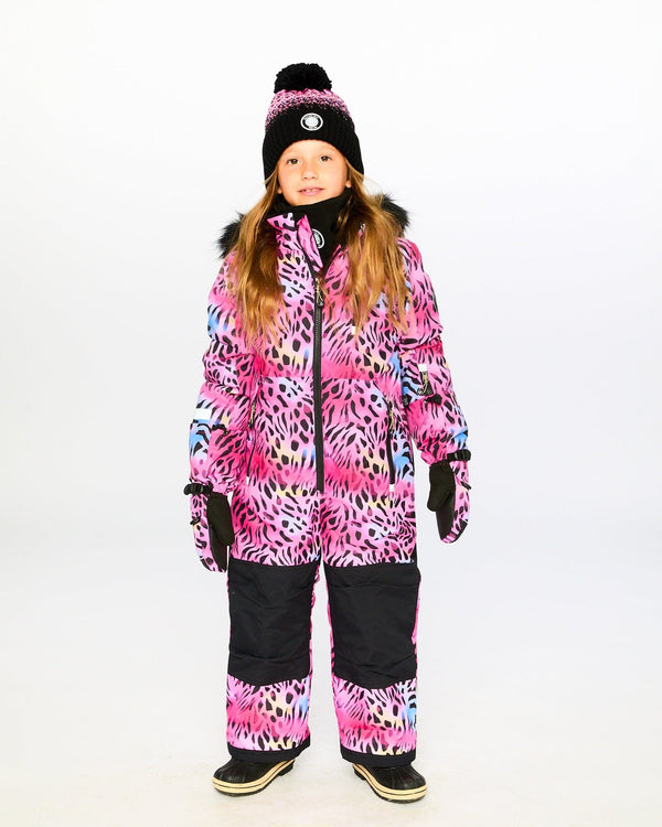 One-Piece Play Snowsuit Multicolor Leopard And Zebra Snowsuits Deux par Deux 