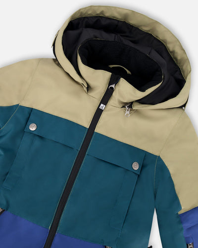 One-Piece Teknik Snowsuit Colorblocked Navy Blue - H10TB76_980