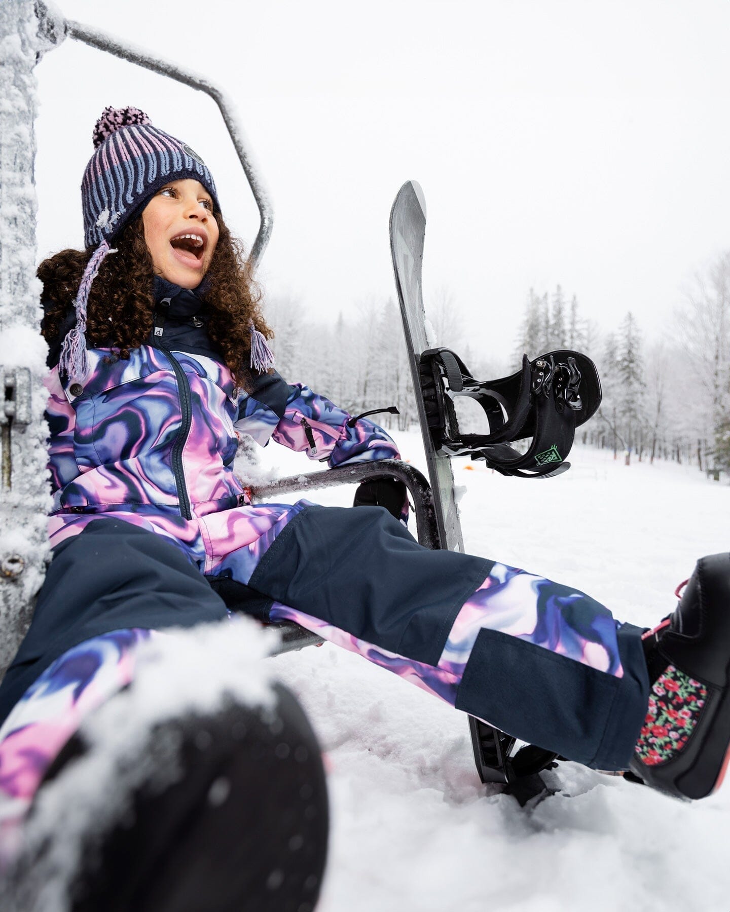 One-Piece Teknik Snowsuit Pink And Blue Marble - H10TG73_007