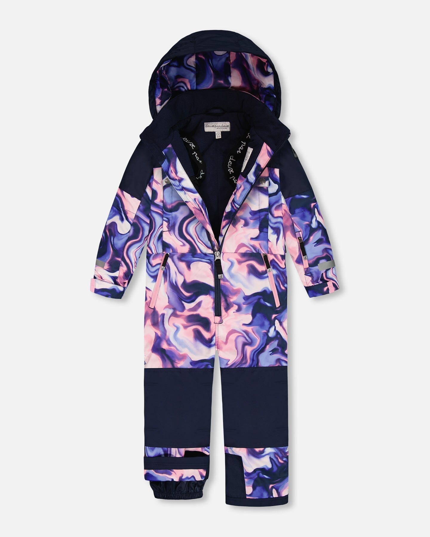 One-Piece Teknik Snowsuit Pink And Blue Marble - Deux par Deux