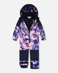 One-Piece Teknik Snowsuit Pink And Blue Marble - H10TG73_007