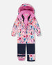 One-Piece Teknik Snowsuit Pink Watercolor Flower Print - H10TG73_012