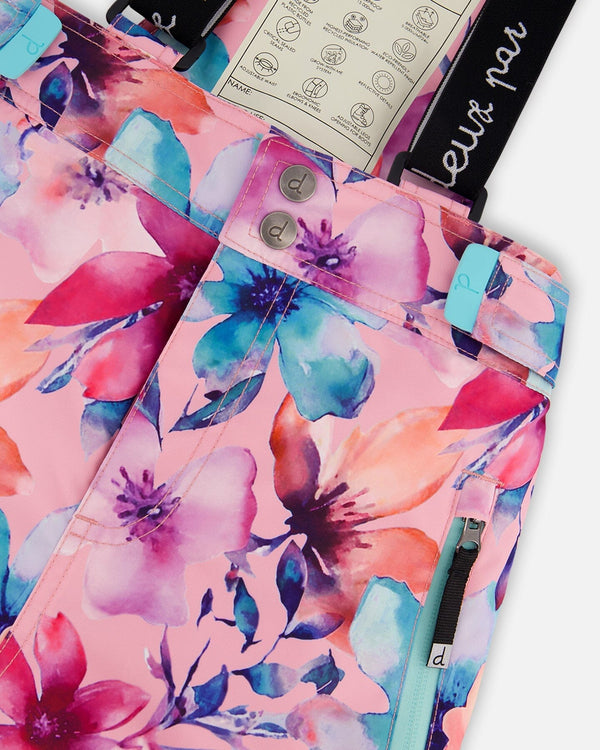 Two-Piece Teknik Snowsuit With Colorblocked Jacket Pink Watercolor Flower Print - H10TG92_012