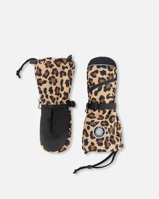 Winter Mittens Teknik Beige Leopard Winter Accessories Deux par Deux 