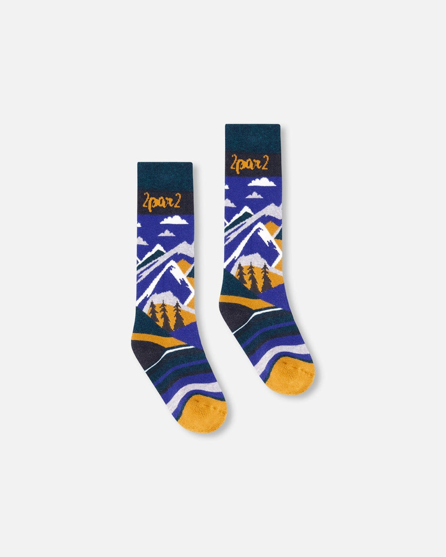 Winter Ski Socks With Merino Wool Deep Teal - H10XS_394